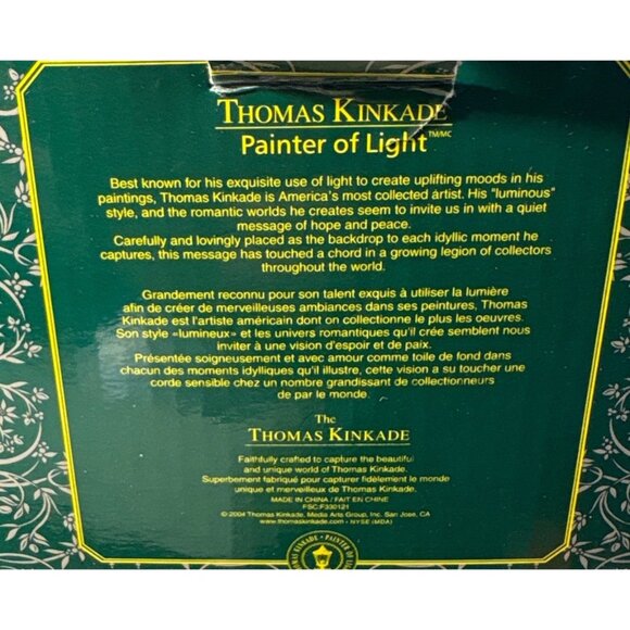 Thomas Kinkade Ornament Moonlit Sleigh Ride 2004 Glass Round With Box Blue - Picture 6 of 8